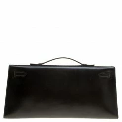 Hermes Black Box Calf Leather Palladium Hardware Kelly Longue Clutch 34cm For Women -Deals Hermes Store luxury women hermes used handbags p139053 0004