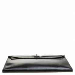 Hermes Black Box Calf Leather Palladium Hardware Kelly Longue Clutch 34cm For Women -Deals Hermes Store luxury women hermes used handbags p139053 0006