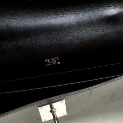 Hermes Black Box Calf Leather Palladium Hardware Kelly Longue Clutch 34cm For Women -Deals Hermes Store luxury women hermes used handbags p139053 0008