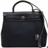 Hermes Noir Canvas/Leather 2-in-1 Herbag Zip PM Bag For Women -Deals Hermes Store luxury women hermes used handbags p140127 001