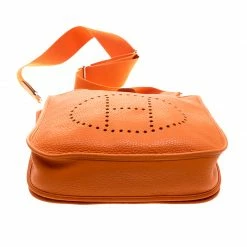 Hermes Orange Clemence Leather Palladium Hardware Evelyne III PM Bag For Women 19 Hermes Orange Clemence Leather Palladium Hardware Evelyne III PM Bag For Women -Deals Hermes Store luxury women hermes used handbags p140579 006