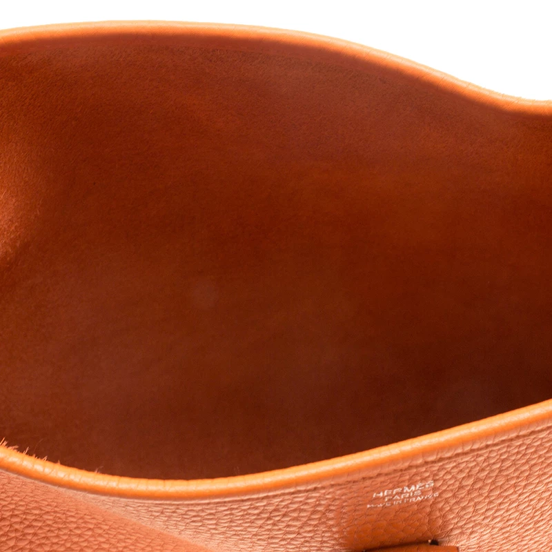 Hermes Orange Clemence Leather Palladium Hardware Evelyne III PM Bag For Women 9 Hermes Orange Clemence Leather Palladium Hardware Evelyne III PM Bag For Women - Image 7