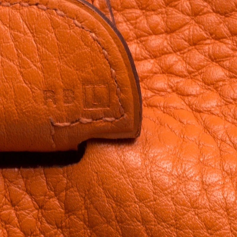 Hermes Orange Clemence Leather Palladium Hardware Evelyne III PM Bag For Women 10 Hermes Orange Clemence Leather Palladium Hardware Evelyne III PM Bag For Women - Image 8