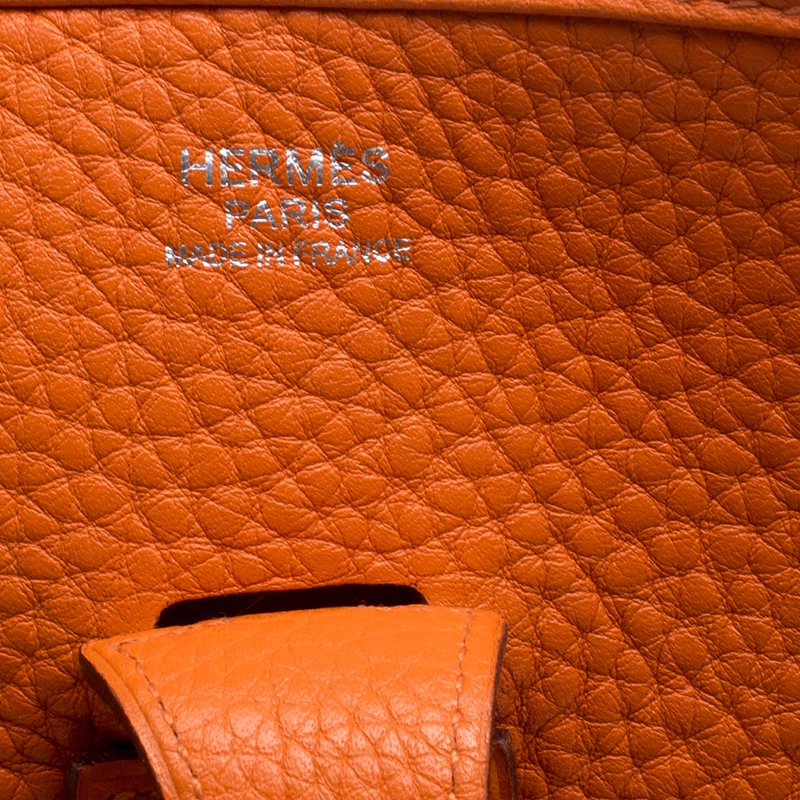 Hermes Orange Clemence Leather Palladium Hardware Evelyne III PM Bag For Women 11 Hermes Orange Clemence Leather Palladium Hardware Evelyne III PM Bag For Women - Image 9