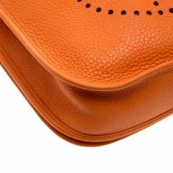 Hermes Orange Clemence Leather Palladium Hardware Evelyne III PM Bag For Women 24 Hermes Orange Clemence Leather Palladium Hardware Evelyne III PM Bag For Women -Deals Hermes Store luxury women hermes used handbags p140579 011