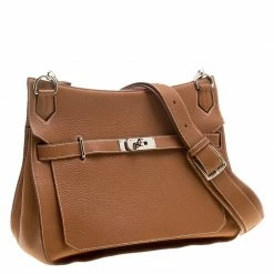 Hermes Brown Clemence Leather Palladium Hardware Jypsiere 37 Bag For Women -Deals Hermes Store luxury women hermes used handbags p140584 003