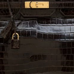 Hermes Dark Marron Porosus Crocodile Gold Hardware Birkin 35 For Women -Deals Hermes Store luxury women hermes used handbags p140670 005