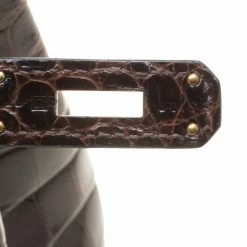 Hermes Dark Marron Porosus Crocodile Gold Hardware Birkin 35 For Women -Deals Hermes Store luxury women hermes used handbags p140670 008