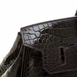 Hermes Dark Marron Porosus Crocodile Gold Hardware Birkin 35 For Women -Deals Hermes Store luxury women hermes used handbags p140670 013