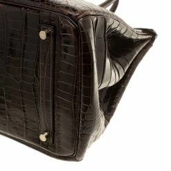 Hermes Dark Marron Porosus Crocodile Gold Hardware Birkin 35 For Women -Deals Hermes Store luxury women hermes used handbags p140670 016