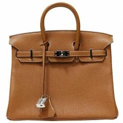 Hermes Gold Togo Leather Palladium Hardware Birkin 25 Bag For Women