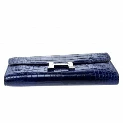Hermes Blue Alligator Constance Long Wallet For Women -Deals Hermes Store luxury women hermes used handbags p141093 006
