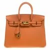 Hermes Orange Togo Leather Gold Hardware Birkin 25 Bag For Women -Deals Hermes Store luxury women hermes used handbags p141855 001