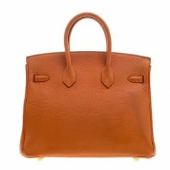 Hermes Orange Togo Leather Gold Hardware Birkin 25 Bag For Women -Deals Hermes Store luxury women hermes used handbags p141855 004