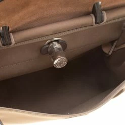 Hermes Dark Taupe/Dark Brown Fabric And Leather Herbag Zip 31 Bag For Women -Deals Hermes Store luxury women hermes used handbags p143485 007