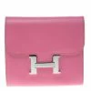 Hermes Pink Epsom Leather Palladium Constance Wallet For Women 1 Hermes Pink Epsom Leather Palladium Constance Wallet For Women -Deals Hermes Store luxury women hermes used handbags p144563 001