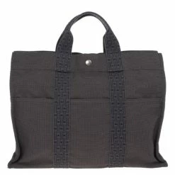 Hermes Grey Canvas Herline MM Tote For Women