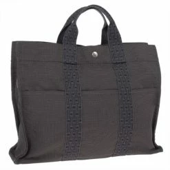 Hermes Grey Canvas Herline MM Tote For Women -Deals Hermes Store luxury women hermes used handbags p14530 003