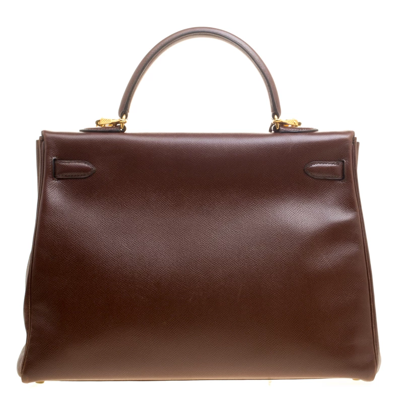 Hermes Prune Courchevel Leather Gold Hardware Kelly Retourne 35 Bag For Women 6 Hermes Prune Courchevel Leather Gold Hardware Kelly Retourne 35 Bag For Women - Image 4
