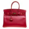 Hermes Red Box Calf Leather Gold Hardware Birkin 35 Bag For Women -Deals Hermes Store luxury women hermes used handbags p146749 0001