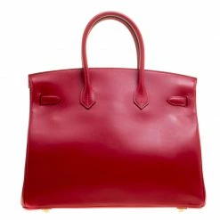 Hermes Red Box Calf Leather Gold Hardware Birkin 35 Bag For Women -Deals Hermes Store luxury women hermes used handbags p146749 0004