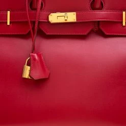 Hermes Red Box Calf Leather Gold Hardware Birkin 35 Bag For Women -Deals Hermes Store luxury women hermes used handbags p146749 0005