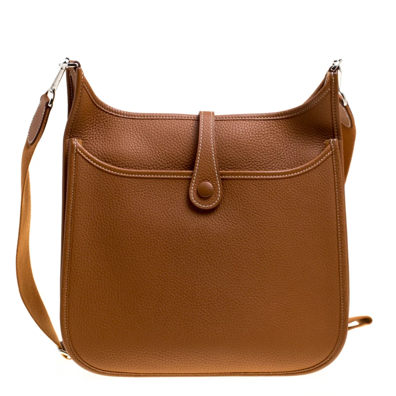 Hermes Marron Togo Leather Evelyne III PM Bag For Women 6 Hermes Marron Togo Leather Evelyne III PM Bag For Women - Image 4