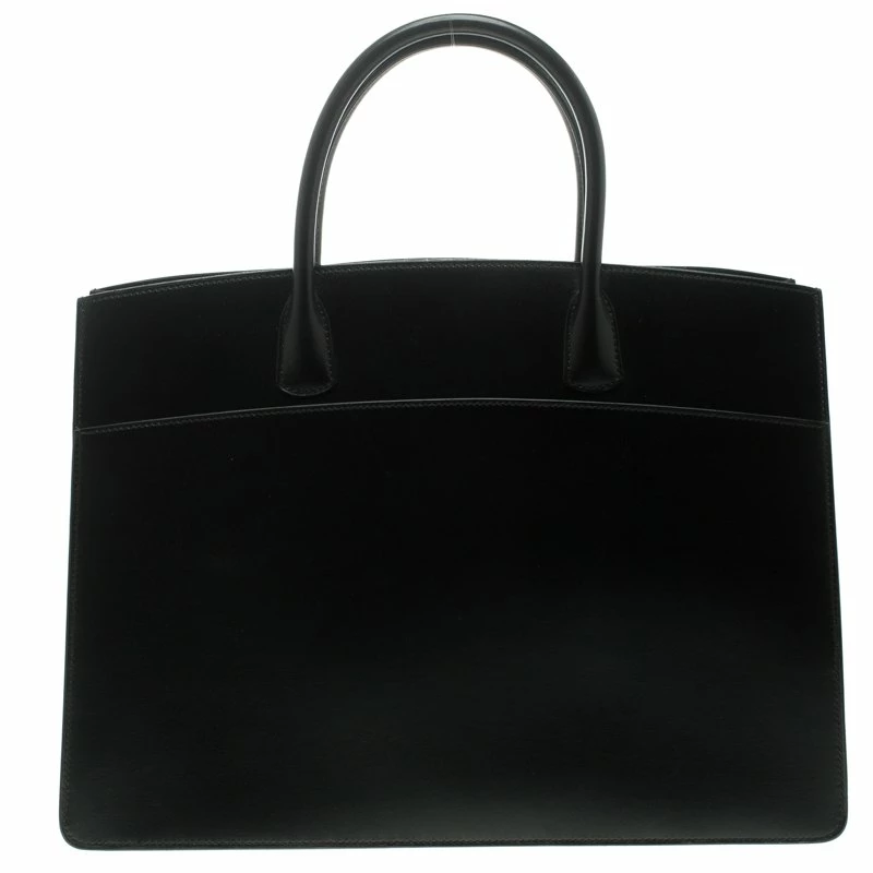 Hermes Black Box Calf Leather White Bus Tote For Women 3 Hermes Black Box Calf Leather White Bus Tote For Women