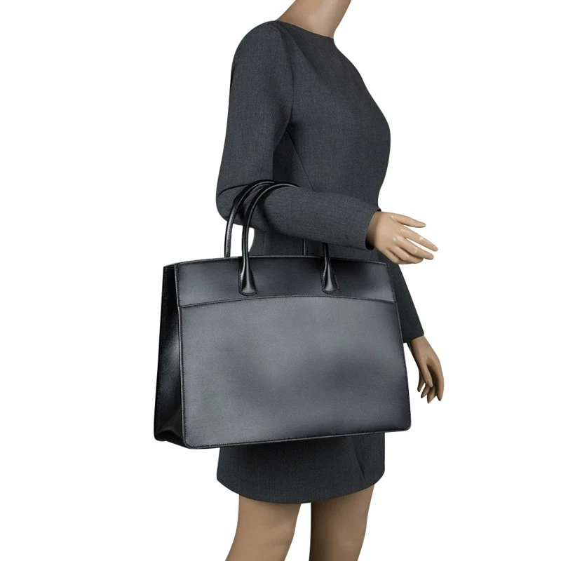 Hermes Black Box Calf Leather White Bus Tote For Women 4 Hermes Black Box Calf Leather White Bus Tote For Women - Image 2