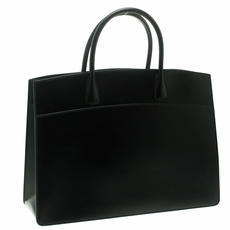 Hermes Black Box Calf Leather White Bus Tote For Women 5 Hermes Black Box Calf Leather White Bus Tote For Women - Image 3