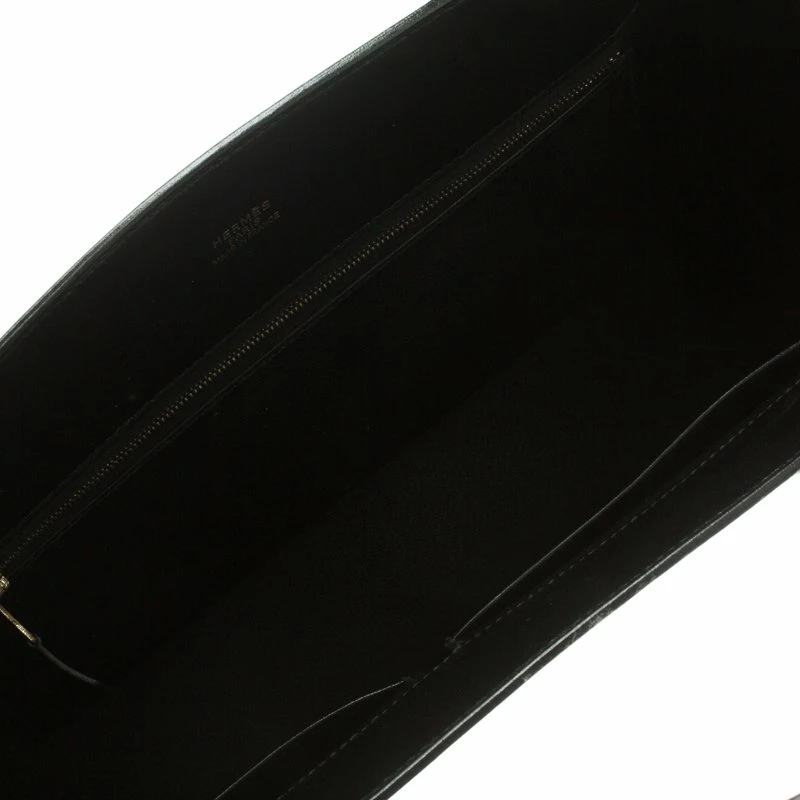 Hermes Black Box Calf Leather White Bus Tote For Women 9 Hermes Black Box Calf Leather White Bus Tote For Women - Image 7