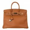 Hermes Gold Swift Leather Silver Hardware Birkin 35 For Women -Deals Hermes Store luxury women hermes used handbags p15092 001