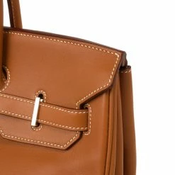 Hermes Gold Swift Leather Silver Hardware Birkin 35 For Women -Deals Hermes Store luxury women hermes used handbags p15092 008