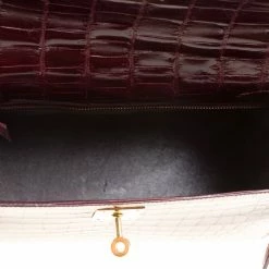 Hermes Burgundy Crocodile Gold Hardware Kelly Sellier 28 Bag For Women -Deals Hermes Store luxury women hermes used handbags p152365 008