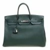 Hermes Vert Fonce Fjord Leather Palladium Hardware Birkin 40 Bag For Women -Deals Hermes Store luxury women hermes used handbags p152370 0001