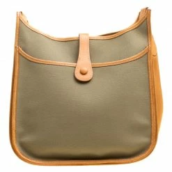 Hermes Green/Brown Canvas And Leather Evelyne II GM Bag For Women -Deals Hermes Store luxury women hermes used handbags p152633 0004