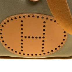 Hermes Green/Brown Canvas And Leather Evelyne II GM Bag For Women -Deals Hermes Store luxury women hermes used handbags p152633 0005