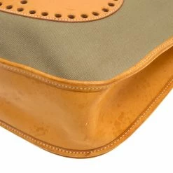 Hermes Green/Brown Canvas And Leather Evelyne II GM Bag For Women -Deals Hermes Store luxury women hermes used handbags p152633 0012