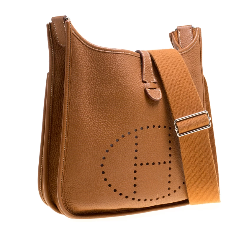 Hermes Gold Togo Leather Evelyne III PM Bag For Women 5 Hermes Gold Togo Leather Evelyne III PM Bag For Women - Image 3