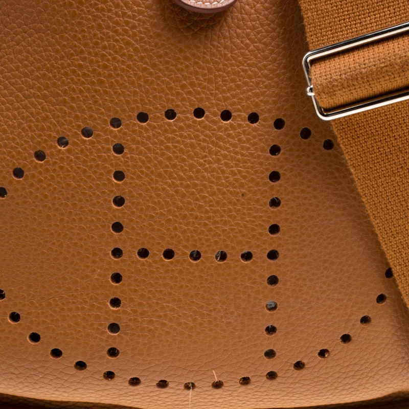 Hermes Gold Togo Leather Evelyne III PM Bag For Women 7 Hermes Gold Togo Leather Evelyne III PM Bag For Women - Image 5