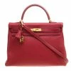 Hermes Rouge Garance Togo Leather Gold Hardware Kelly Retourne 35 Bag For Women -Deals Hermes Store luxury women hermes used handbags p154165 0001