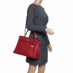 Hermes Rouge Garance Togo Leather Gold Hardware Kelly Retourne 35 Bag For Women -Deals Hermes Store luxury women hermes used handbags p154165 0002