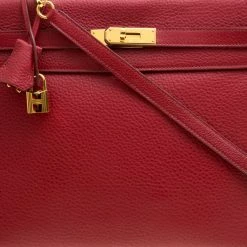Hermes Rouge Garance Togo Leather Gold Hardware Kelly Retourne 35 Bag For Women -Deals Hermes Store luxury women hermes used handbags p154165 0005