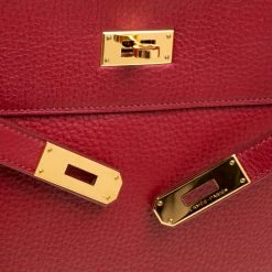 Hermes Rouge Garance Togo Leather Gold Hardware Kelly Retourne 35 Bag For Women -Deals Hermes Store luxury women hermes used handbags p154165 0008
