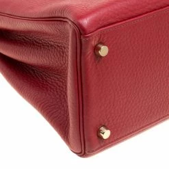 Hermes Rouge Garance Togo Leather Gold Hardware Kelly Retourne 35 Bag For Women -Deals Hermes Store luxury women hermes used handbags p154165 0015