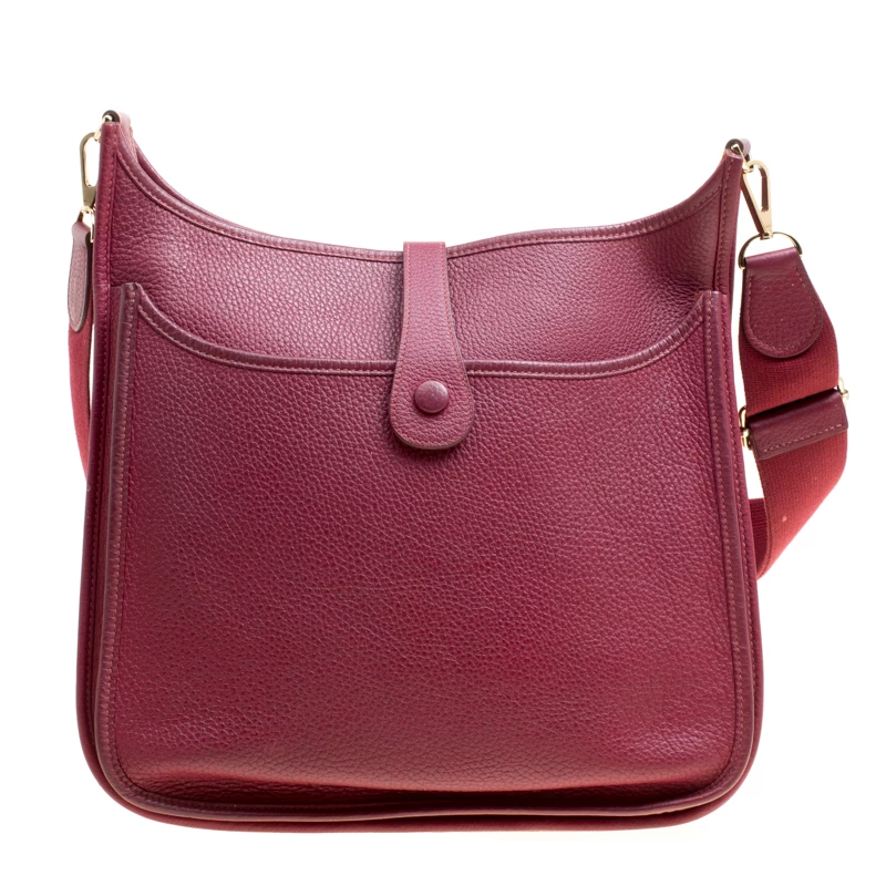 Hermes Ruby Clemence Leather Evelyne III GM Bag For Women 6 Hermes Ruby Clemence Leather Evelyne III GM Bag For Women - Image 4