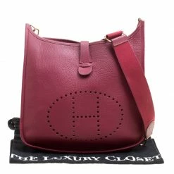 Hermes Ruby Clemence Leather Evelyne III GM Bag For Women 23 Hermes Ruby Clemence Leather Evelyne III GM Bag For Women -Deals Hermes Store luxury women hermes used handbags p156133 0010