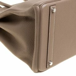 Hermes Etoupe Taurillon Clemence Leather Palladium Hardware Birkin 40 Bag For Women -Deals Hermes Store luxury women hermes used handbags p156244 014
