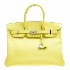 Hermes Soufre Epsom Leather Palladium Hardware Birkin 35 Bag For Women