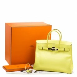 Hermes Soufre Epsom Leather Palladium Hardware Birkin 35 Bag For Women -Deals Hermes Store luxury women hermes used handbags p156694 0011